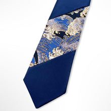 Load image into Gallery viewer, Kyoto Traditional Textile Tie -Navy Wave – Skinny 75mm