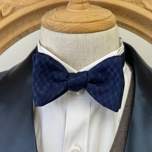 Navy Grid Classic Bow Tie