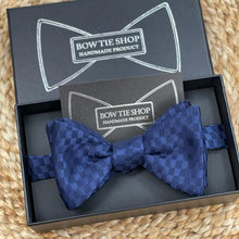Load image into Gallery viewer, Navy Grid Classic Bow Tie