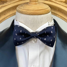Load image into Gallery viewer, Navy With Shining Silver Pattern Classic Bow Tie