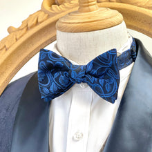 Load image into Gallery viewer, Romantic Navy Floral Bow Tie