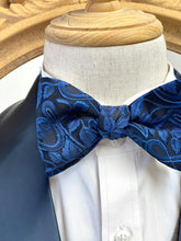 Load image into Gallery viewer, Romantic Navy Floral Bow Tie