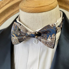 Load image into Gallery viewer, Japan Nishijin Collection – Blue Surf Gold Wire Bow Tie I