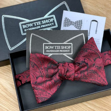 Load image into Gallery viewer, Paisley Red Wine Bow Tie