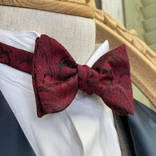 Load image into Gallery viewer, Paisley Red Wine Bow Tie