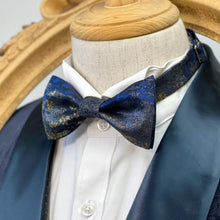 Load image into Gallery viewer, Shining Gold Navy Classic Bow Tie
