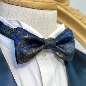 Shining Gold Navy Classic Bow Tie