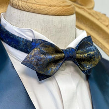 Load image into Gallery viewer, Shining Gold Navy Pointed Bow Tie