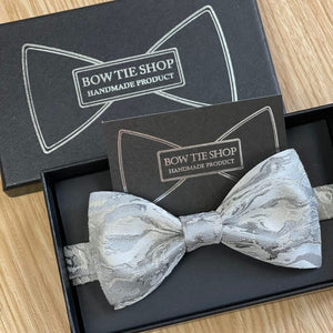 Shining River Silver White Classic Bow Tie