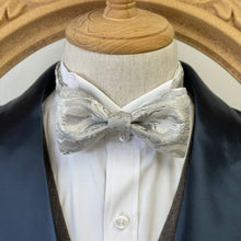 Load image into Gallery viewer, Shining River Silver White Classic Bow Tie