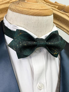 Shining Gold Green Pointed Bow Tie