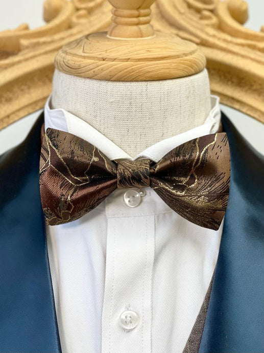 Shining River Gold Brown Classic Bow Tie