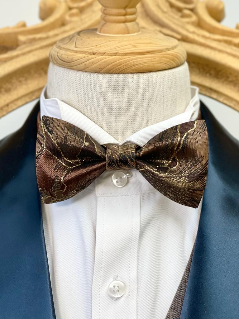 Shining River Gold Brown Classic Bow Tie