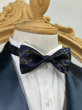 Load image into Gallery viewer, Shining Silver Navy Classic Bow Tie