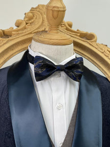 Shining Silver Navy Classic Bow Tie