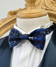 Load image into Gallery viewer, Shining Silver Navy Classic Bow Tie