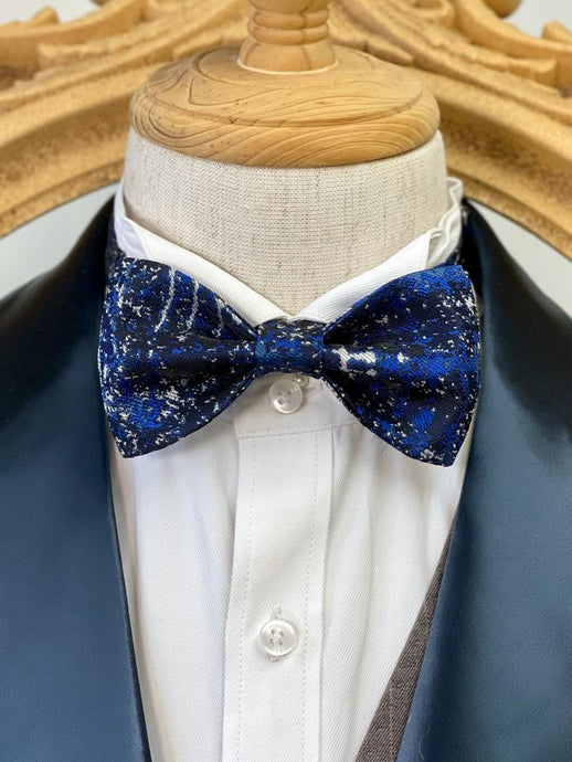 Shining Silver Navy Classic Bow Tie