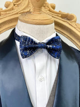 Load image into Gallery viewer, Shining Silver Navy Classic Bow Tie