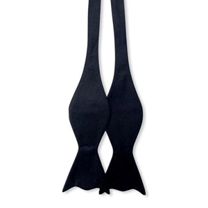 Candy Shape Plain Black Silk Self Bow Tie