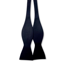 Load image into Gallery viewer, Butterfly Shape Plain Black Silk Self Bow Tie