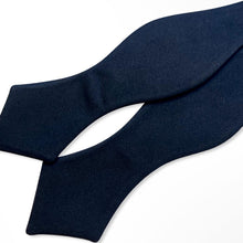 Load image into Gallery viewer, Pointed Shape w/ Plain Black Silk Self Bow Tie