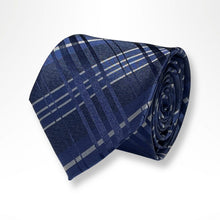 Load image into Gallery viewer, Navy Tartan Silk Tie – Regular 80mm