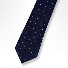 Load image into Gallery viewer, Navy with Classic Dot Silk Tie – Regular 75mm