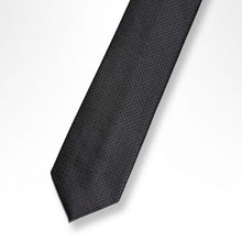 Load image into Gallery viewer, Black Geometric Silk Tie – Skinny 70mm