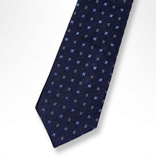 Load image into Gallery viewer, Navy Pattern with Geometry Silk Tie – Regular 85mm