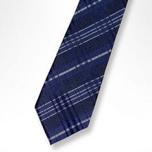 Load image into Gallery viewer, Navy Tartan Silk Tie – Regular 80mm