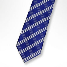 Load image into Gallery viewer, Navy Tartan Indigo Silk Tie – Regular 80mm