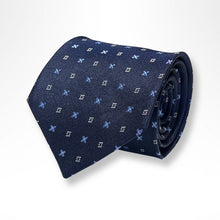 Load image into Gallery viewer, Navy Pattern with Geometry Silk Tie – Regular 85mm