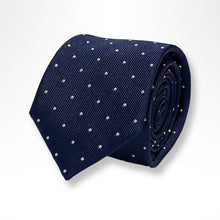 Load image into Gallery viewer, Navy with Classic Dot Silk Tie – Regular 75mm
