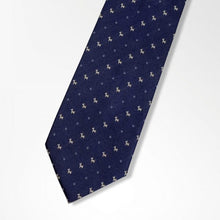 Load image into Gallery viewer, 柴犬しばいぬ Navy Silk Tie – Regular 90mm