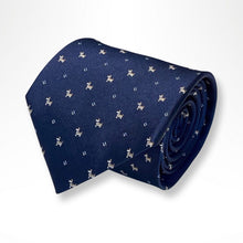 Load image into Gallery viewer, 柴犬しばいぬ Navy Silk Tie – Regular 90mm