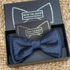 Velvet Royal Navy Double Layer Bow Tie