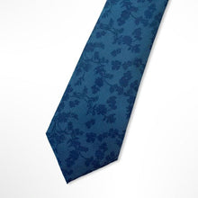 Load image into Gallery viewer, Blue Floral With Navy Flower Silk Tie – Skinny 75mm