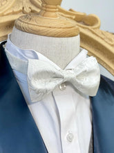 Load image into Gallery viewer, White Floral Classic Bow Tie