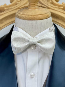 White Floral Classic Bow Tie