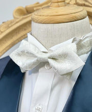 Load image into Gallery viewer, White Floral Pointed Bow Tie