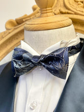 Load image into Gallery viewer, Galaxy Grey Blue With Silver Classic Bow Tie