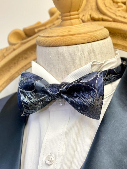 Galaxy Grey Blue With Silver Classic Bow Tie