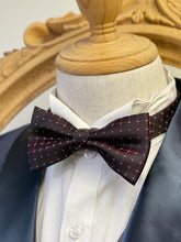 Load image into Gallery viewer, Bloody Red Check With Silver Pin Dots Classic Bow Tie
