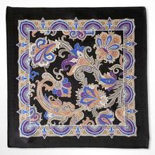 Load image into Gallery viewer, Black Floral Silk Pocket Square – 38CM