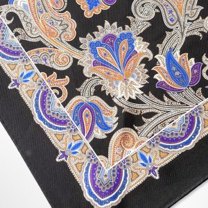 Black Floral Silk Pocket Square – 38CM