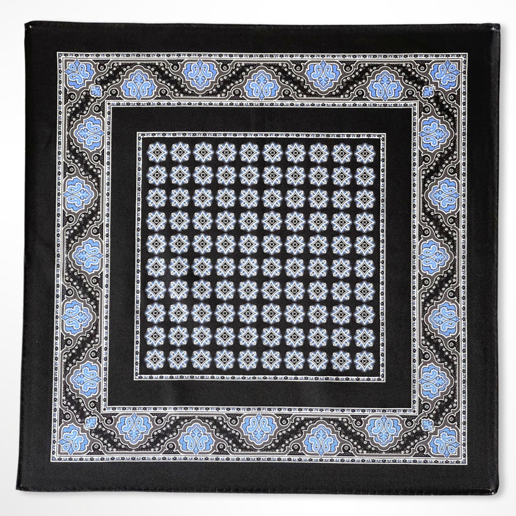 Black Secret Pattern Silk Pocket Square – 38CM