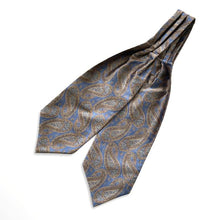 Load image into Gallery viewer, Black Gold Brown With Blue And Yellow Paisley Printed Silk Cravat