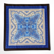 Load image into Gallery viewer, Navy Paisley Silk Pocket Square – 38CM
