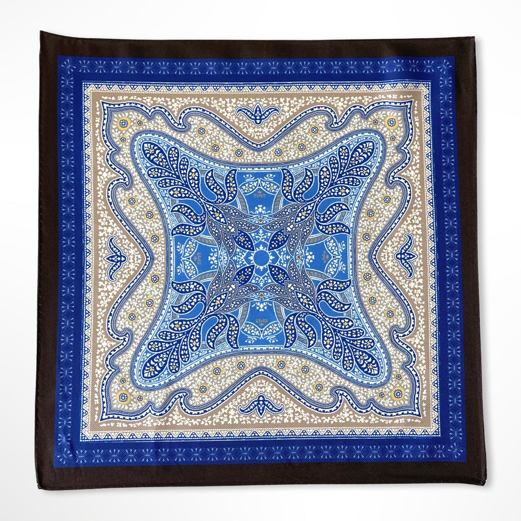 Navy Paisley Silk Pocket Square – 38CM
