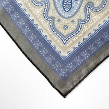 Load image into Gallery viewer, Navy Paisley Silk Pocket Square – 38CM
